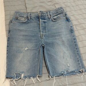We The Free Distressed Blue Denim Shorts